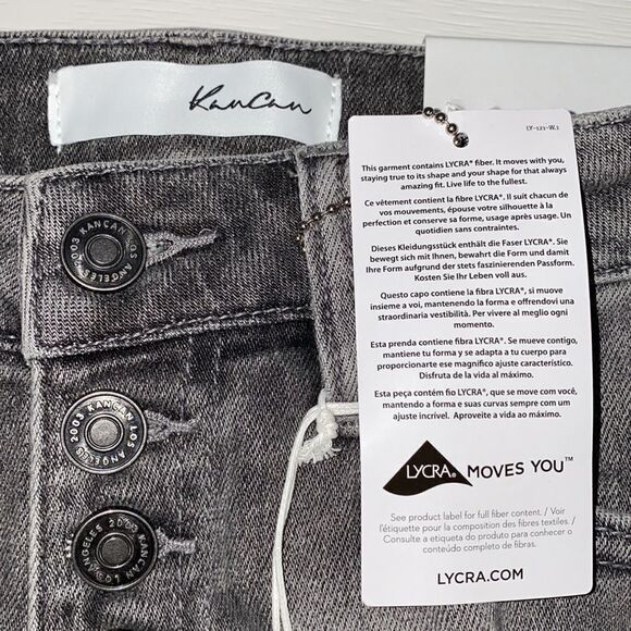 KanCan Strait Fit High Rise Skinny Distressed Button Fly Jeans Charcoal Wash - Picture 14 of 15